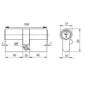 DORMA Цилиндровый механизм CBR-1 100 (50х50) ключ/ключ, никель #225107